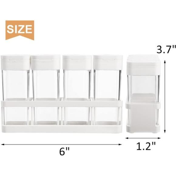 Set of 12 plastic spice shaker jars with lids seasoning containers kitchen stora - Picture 3 of 8